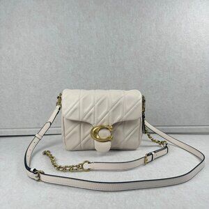 COACH Classic Retro Diamond Grid White Shoulder Bag